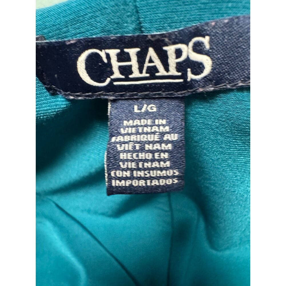 Chaps Teal Faux Wrap Ruffle Dress Size L